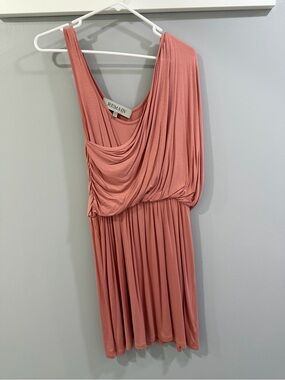 Remain One-Shoulder Draped Dress in Rose